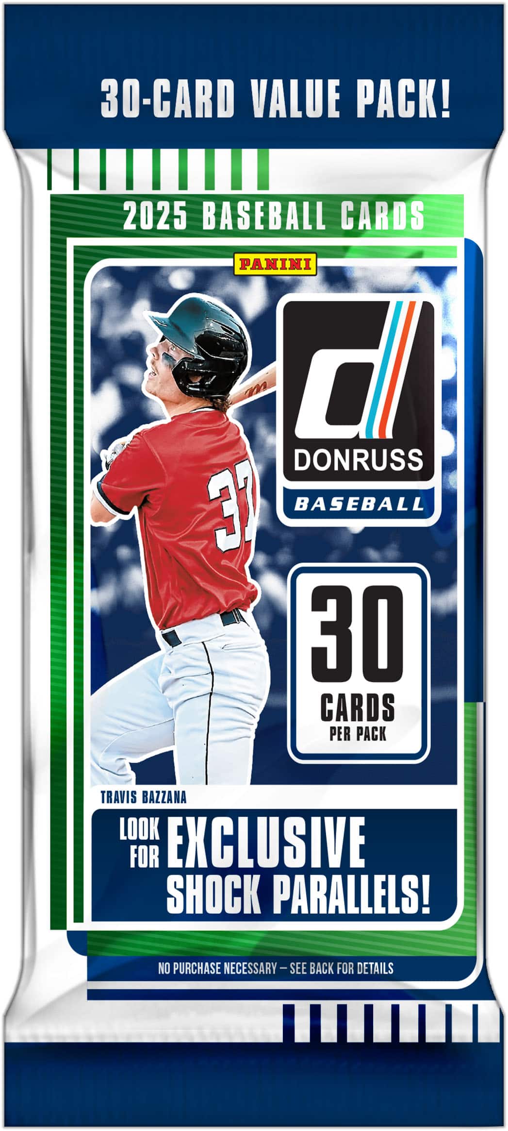 30-Card Value Pack! 2025 Baseball Cards Panini m d Donruss 37 Baseball 30 Cards Per Pack Travis Bazzana Look for Exclusive Shock Parallels! No Purchase Necessary-See Back for Details.