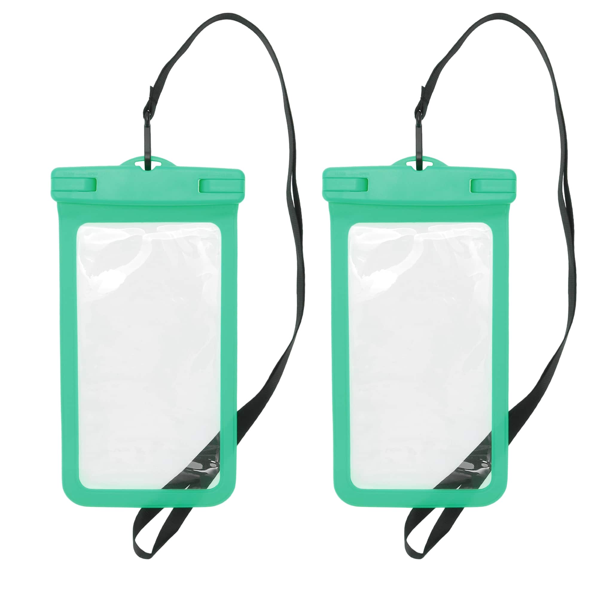 Unique Bargains - 2pcs Mobile Waterproof Bag Universal Waterproof Case Compatible for Phone 4.53"x8.27" - Light Green