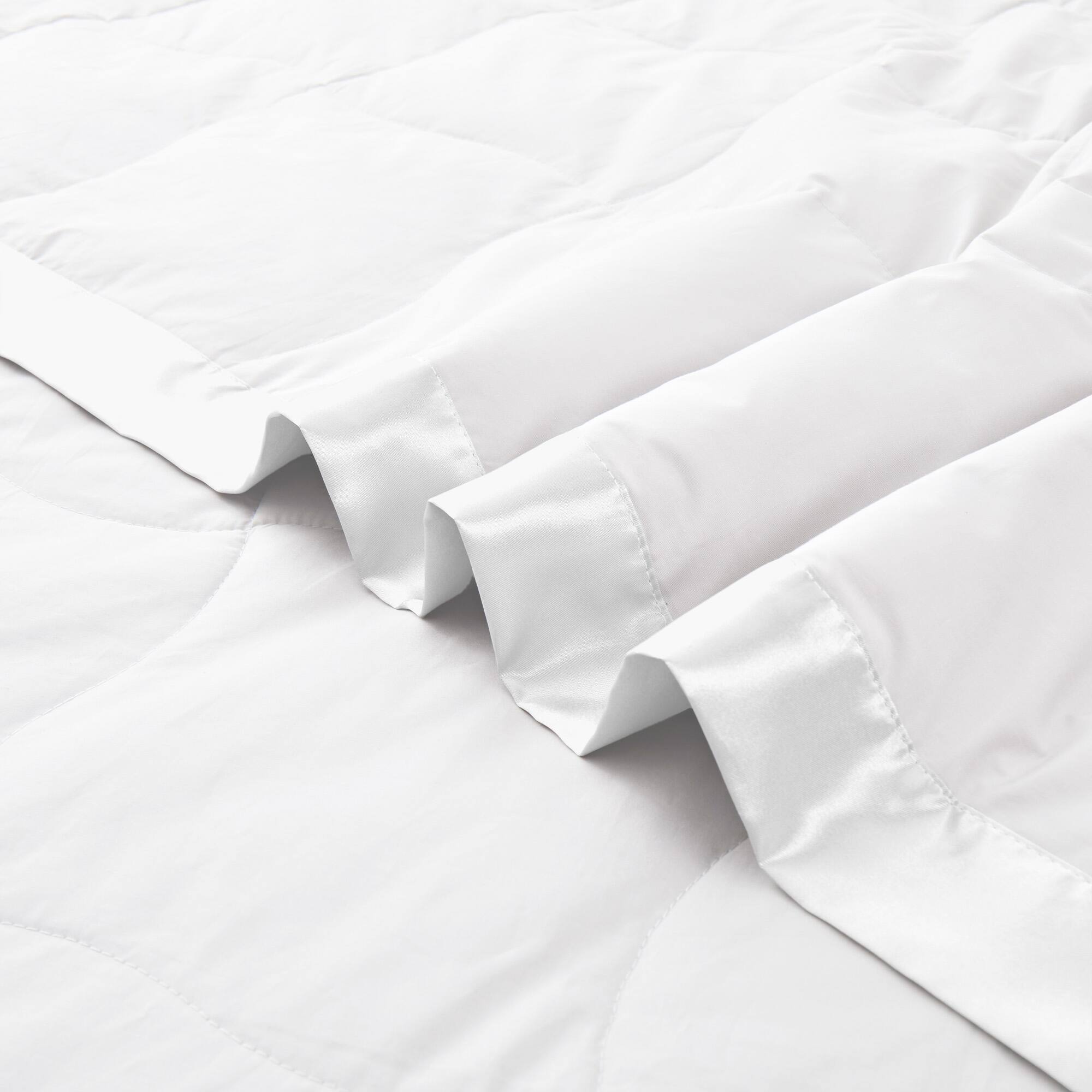 Back. Peace Nest - Peace Nest Ultra-Lightweight Down Blanket with Satin Trim, White, 90x90 inches - White.