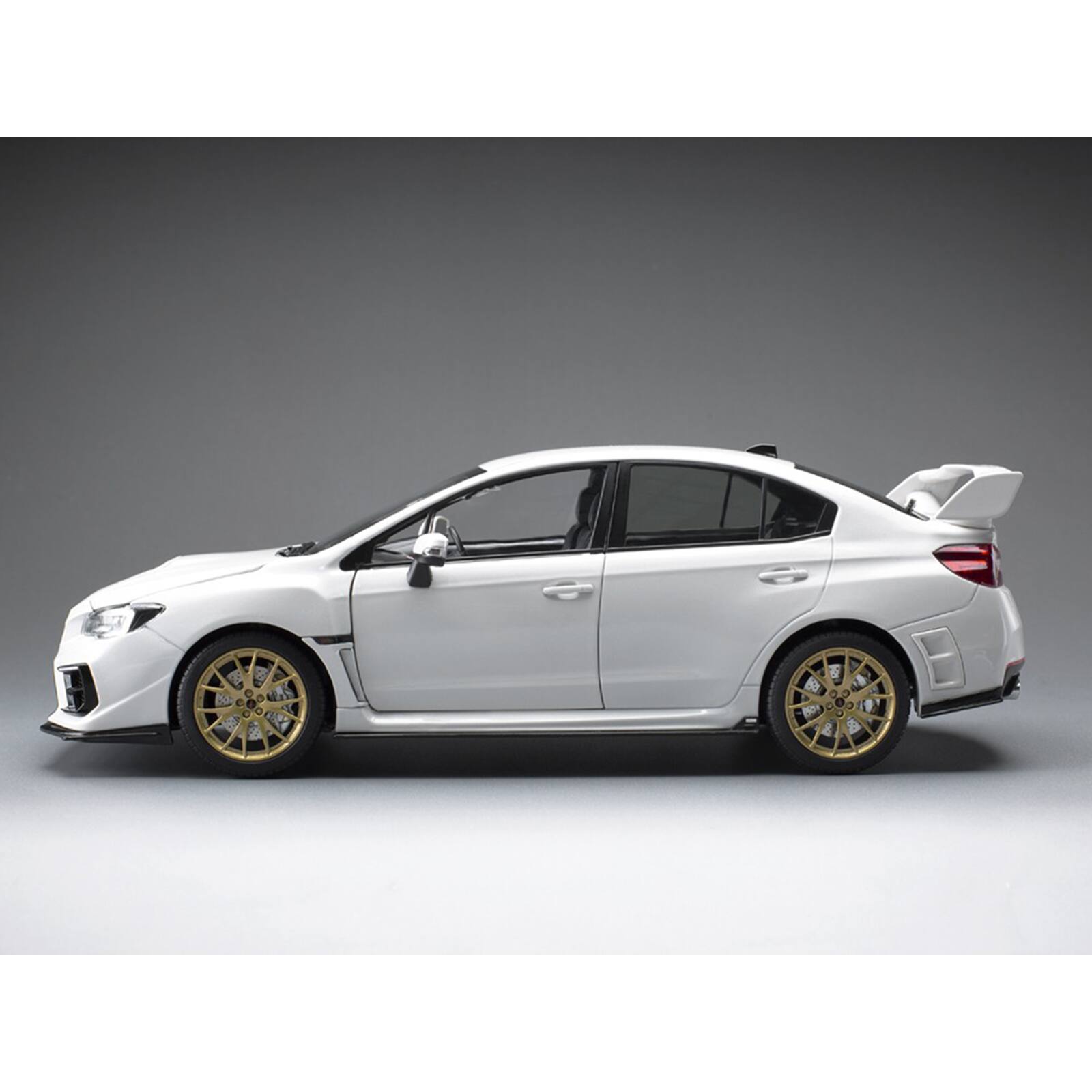 Alt View 4. Sun Star - Subaru WRX STI EJ20 Final Edition RHD Crystal White Met. w/Gold Wheels Asian Collectibles 1/18 Diecast Model by Sun Star.