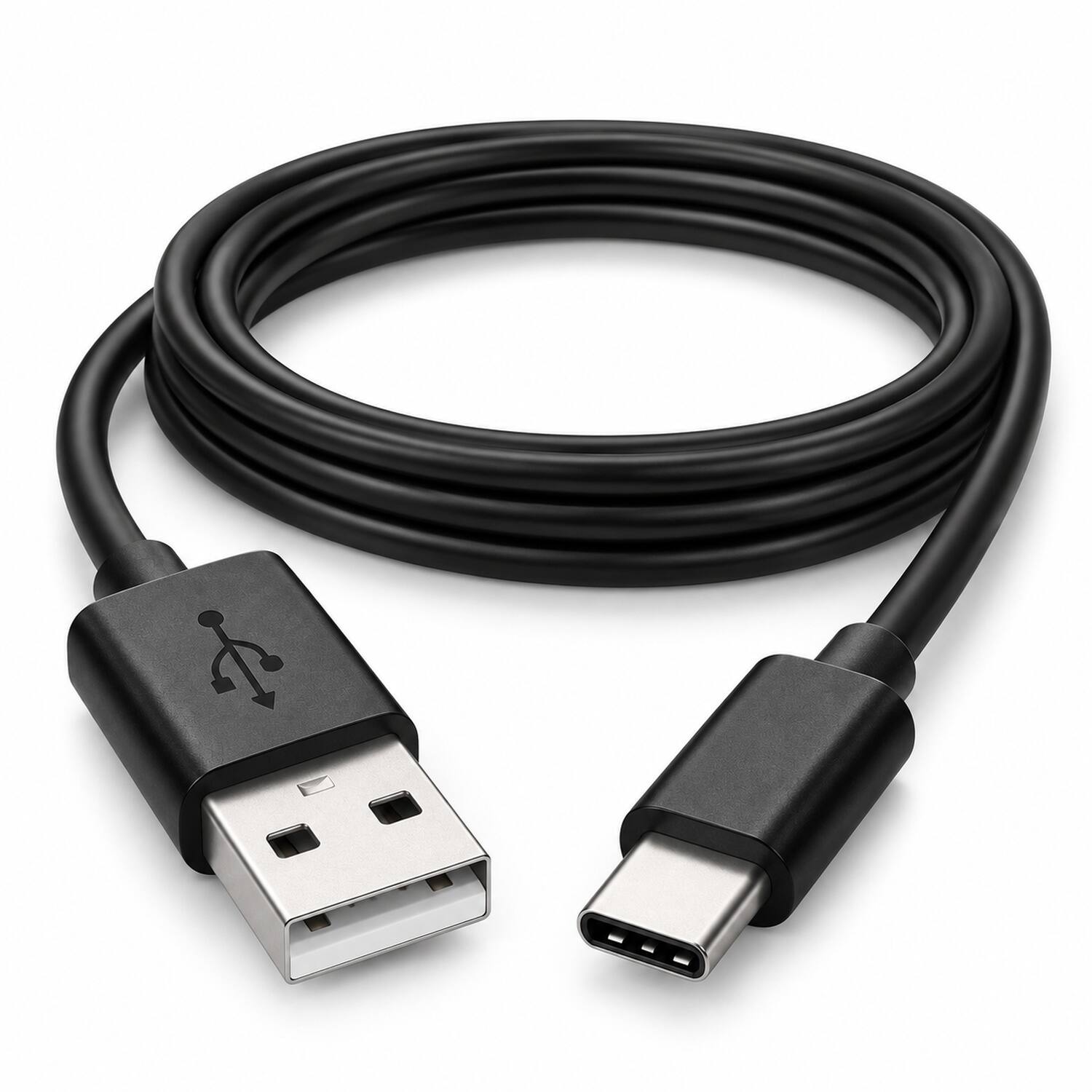 Angle. Sanoxy - USB Type-C to USB-A 2.0 Male Charger Cable, 6 Feet (1.8 Meters), Black - Black.