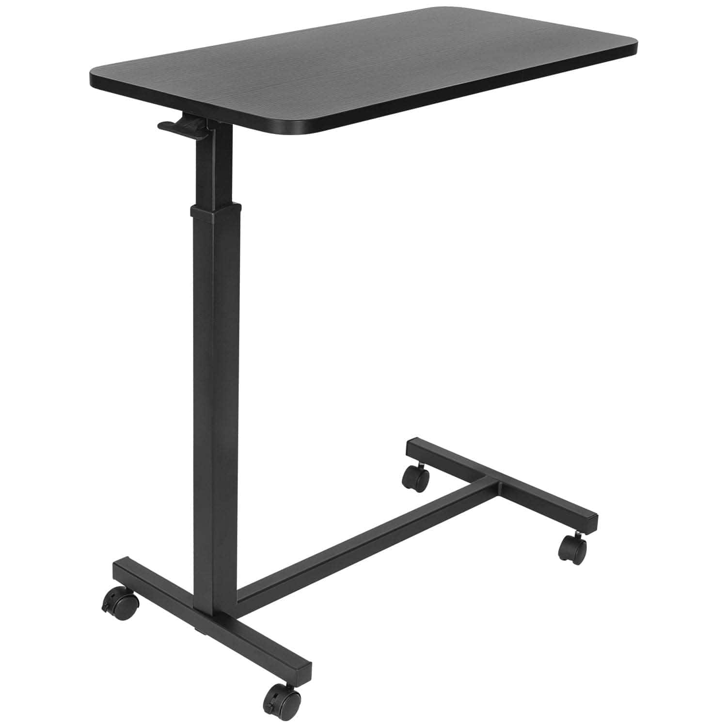 Mount-It! - 30" Rolling Overbed Table Height Adjustable Workstation with Locking Casters - Black