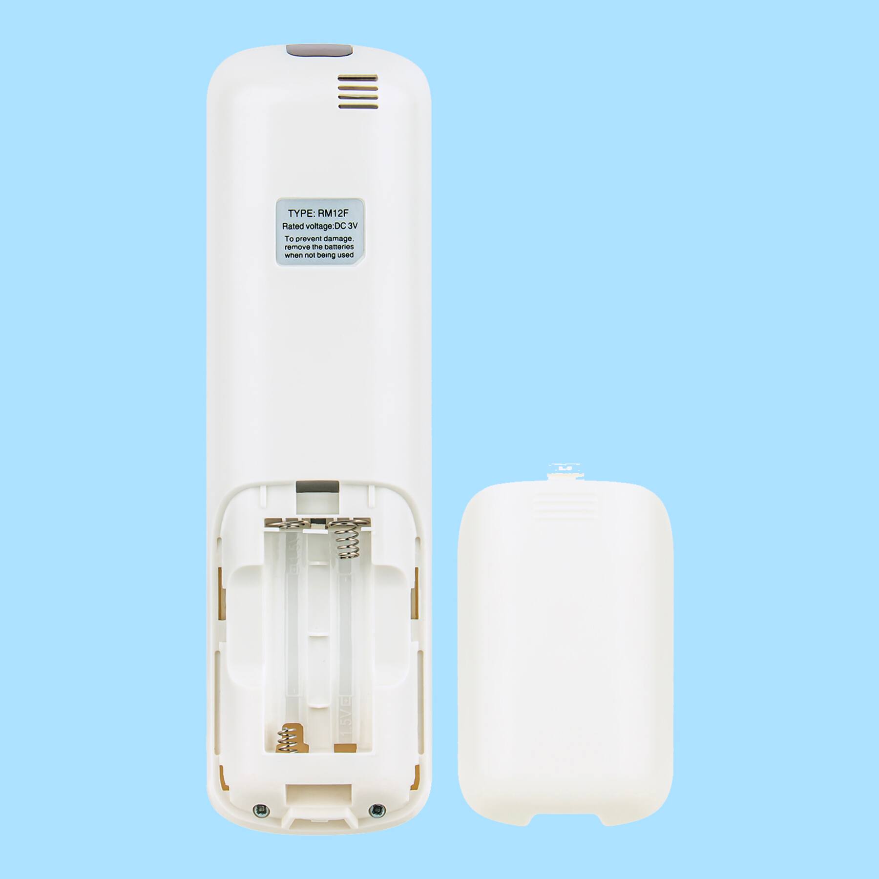 TYPE: RM12F  
Rated voltage: DC 3V  
To prevent damage, remove the batteries when not being used