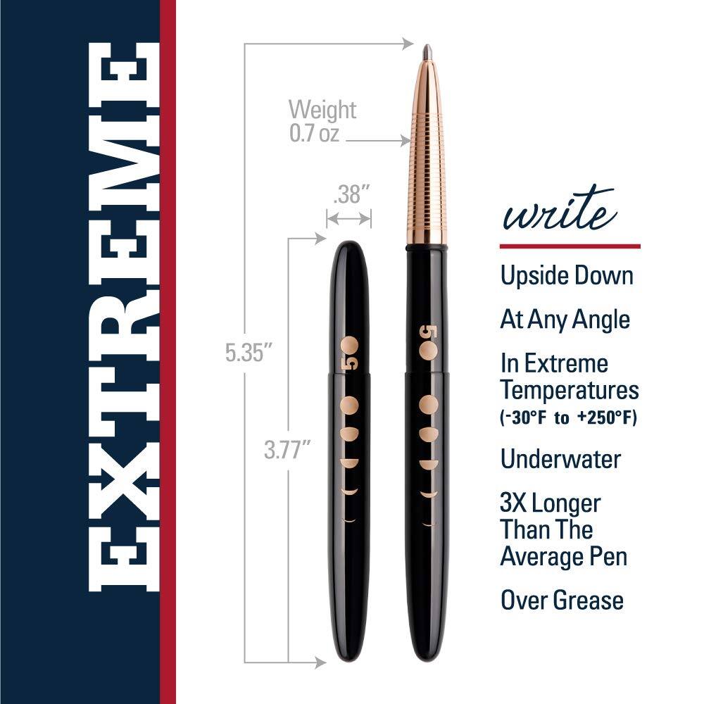 **EXTREME**

- Weight: 0.7 oz
- Length: 5.35"
- Diameter: 0.38"
- Cap Length: 3.77"

**write**

- Upside Down At Any Angle
- In Extreme Temperatures (-30°F to +250°F)
- Underwater
- 3X Longer Than The Average Pen
- Over Grease