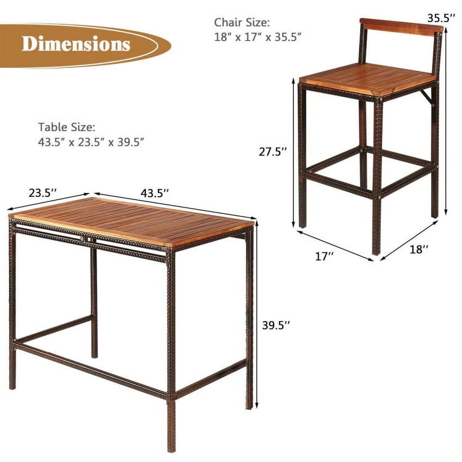 Dimensions  
Chair Size: 18" x 17" x 35.5"  
Table Size: 43.5" x 23.5" x 39.5"