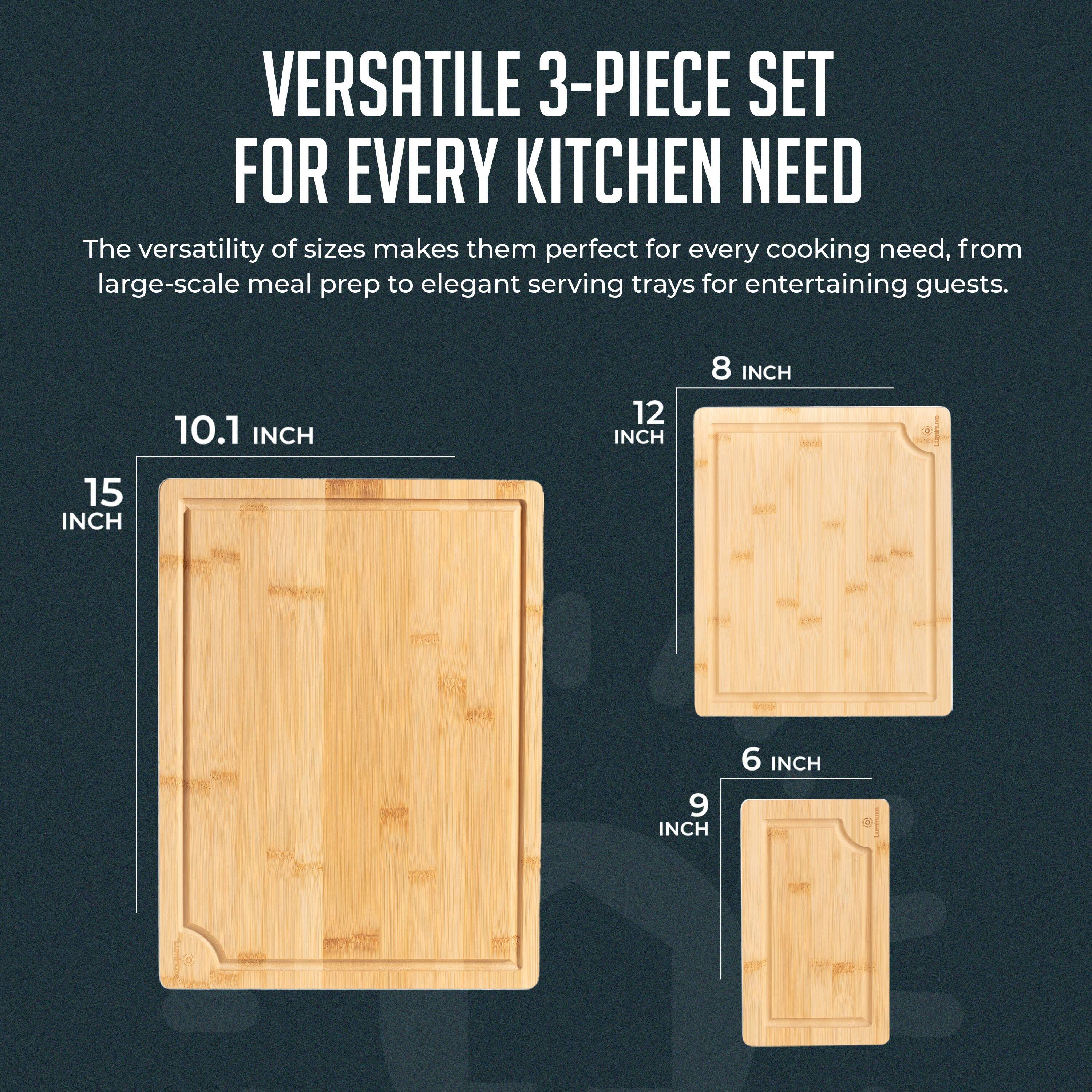 VERSATILE 3-PIECE SET FOR EVERY KITCHEN NEED

The versatility of sizes makes them perfect for every cooking need, from large-scale meal prep to elegant serving trays for entertaining guests.

15 INCH  
10.1 INCH  
12 INCH  
8 INCH  
9 INCH  
6 INCH