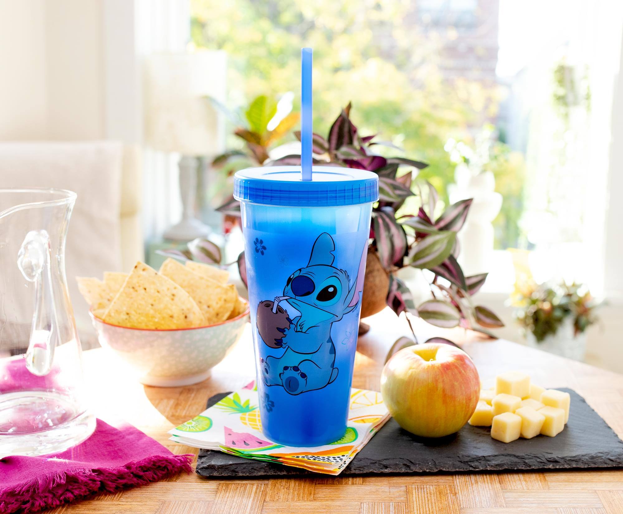 Alt View 3. Disney - Disney Lilo & Stitch Cool Coconut Color-Changing Plastic Tumbler | 24 Ounces - Blue.