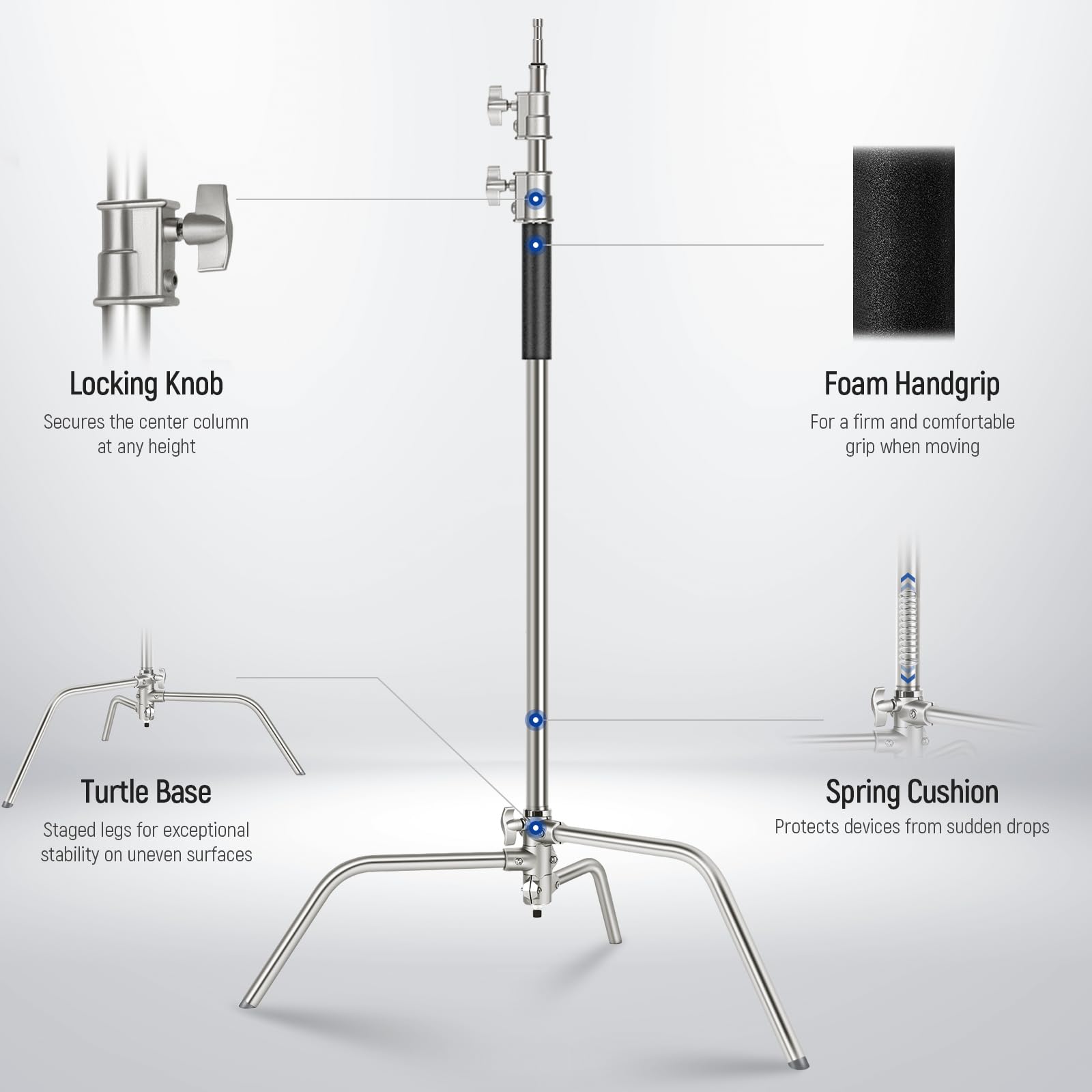 Neewer Heavy Duty Stainless Steel C Stand Kit with Boom Arm & Grip