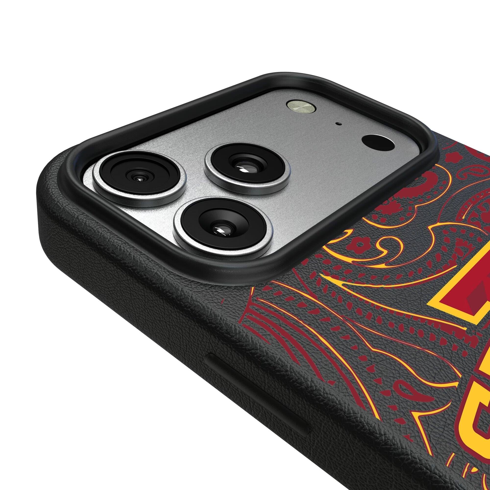 Alt View 2. Keyscaper - Iowa State Cyclones Paisley iPhone Magnetic Bump Case - 16 Pro - Black.