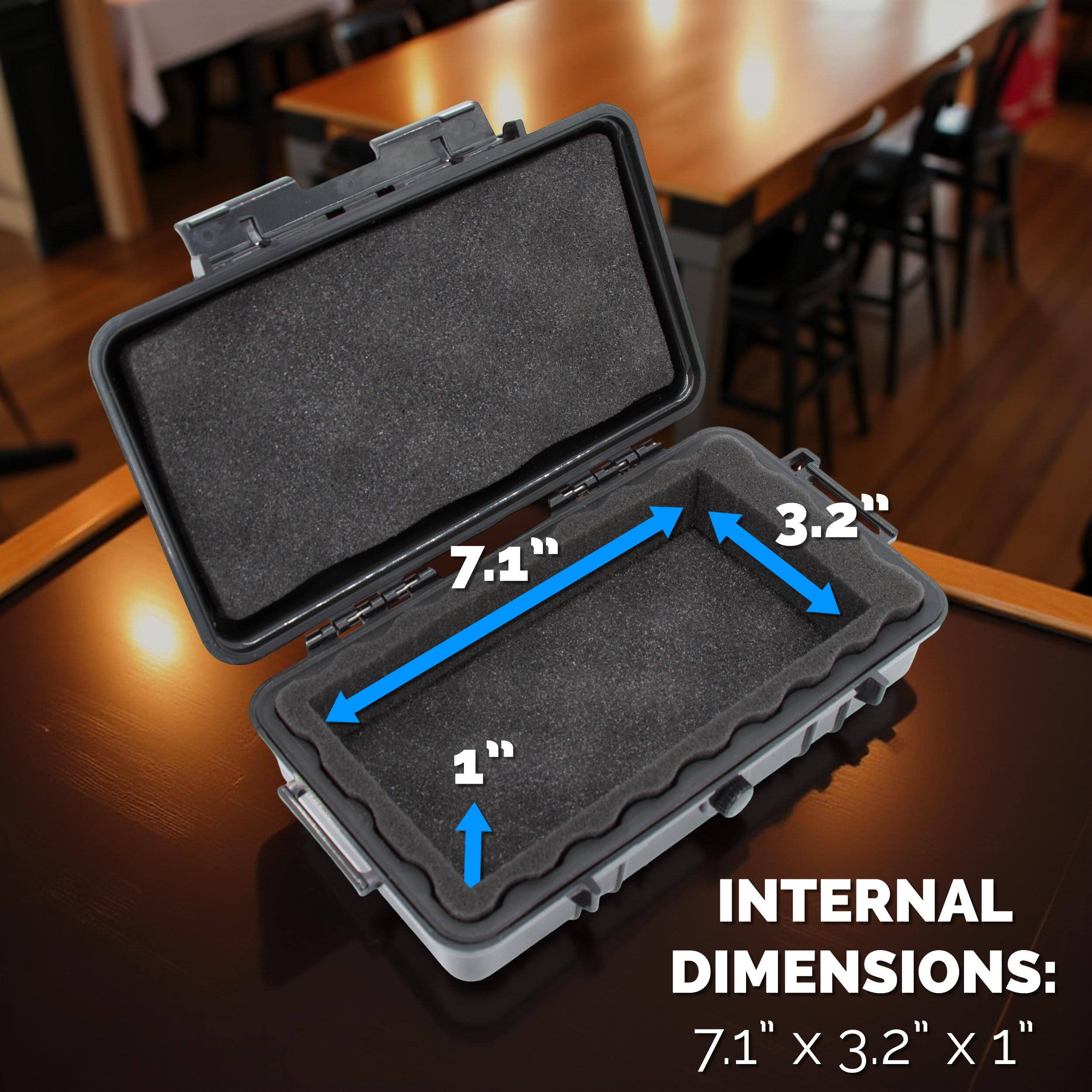 EAES 7.1" RESES 3.2" 1" INTERNAL DIMENSIONS: 7.1" X 3.2" X 1"