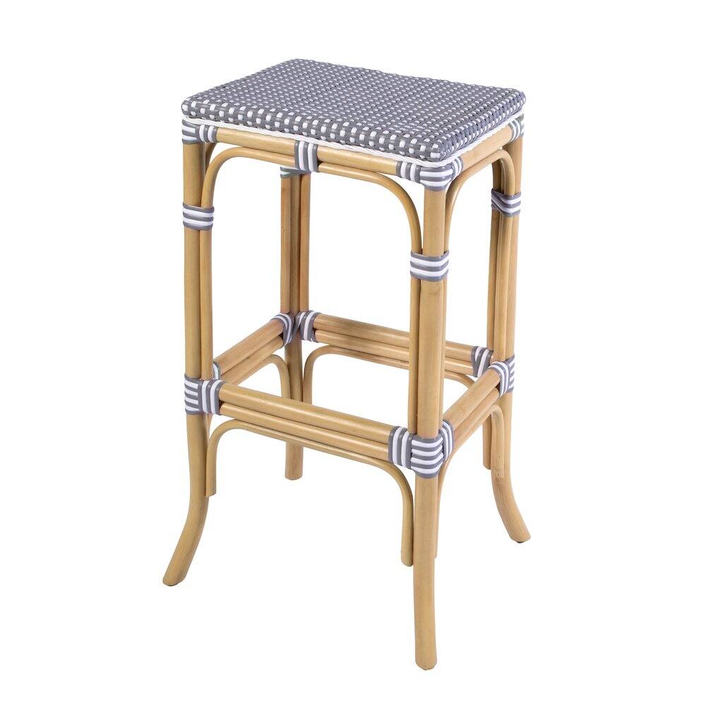 Alt View 2. Butler Specialty - Laguna 30.5 in. Seat Height Rectangular Rattan Backless Bar Stool Gray and White - Gray And White.