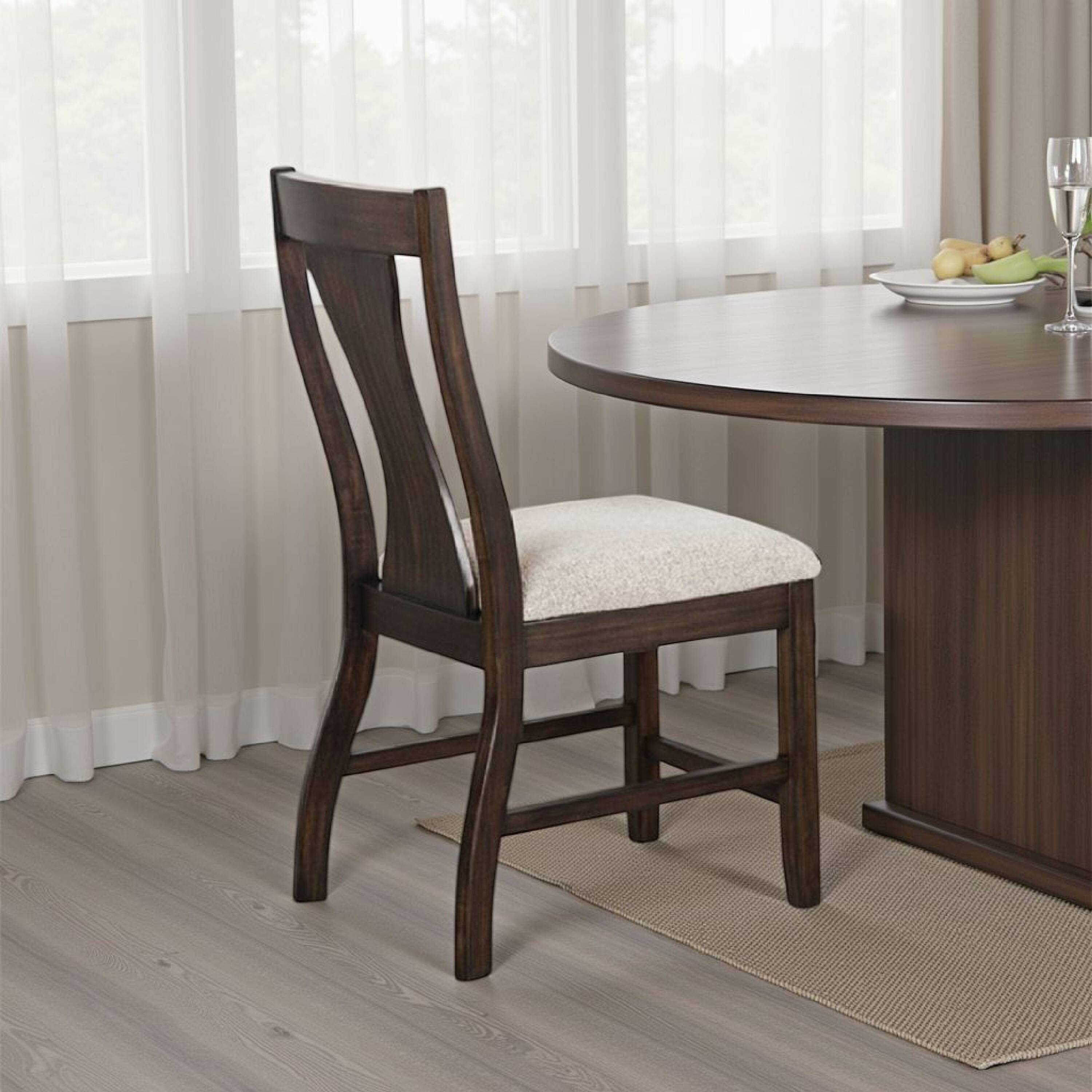 Alt View 5. Manhattan Lane - Hols Side Dining Chair Set of 2, Espresso Brown Wood Slatted Back - Espresso Brown, White.
