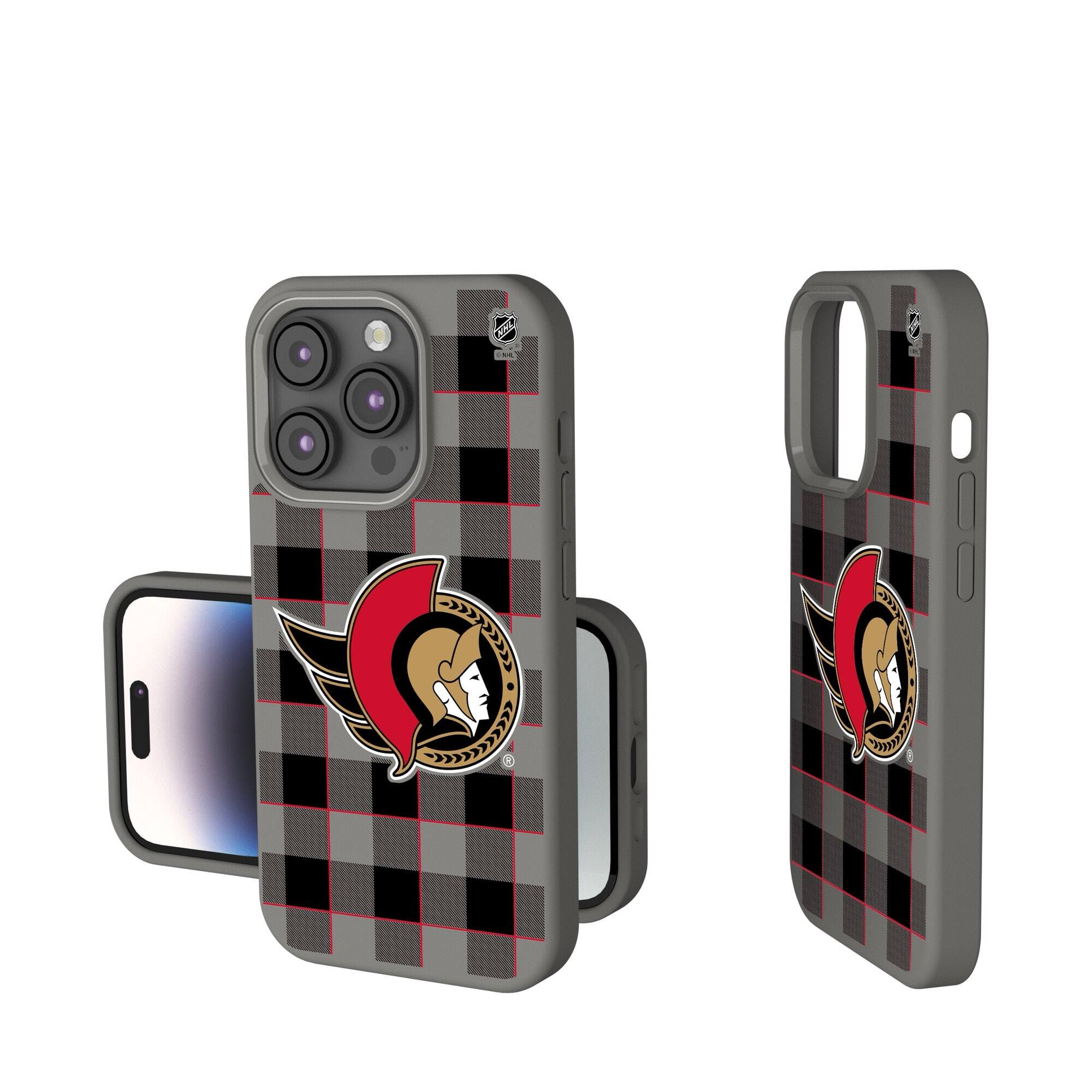 Front. Keyscaper - Ottawa Senators Plaid Soft Touch iPhone Case - 15 Plus - Gray.