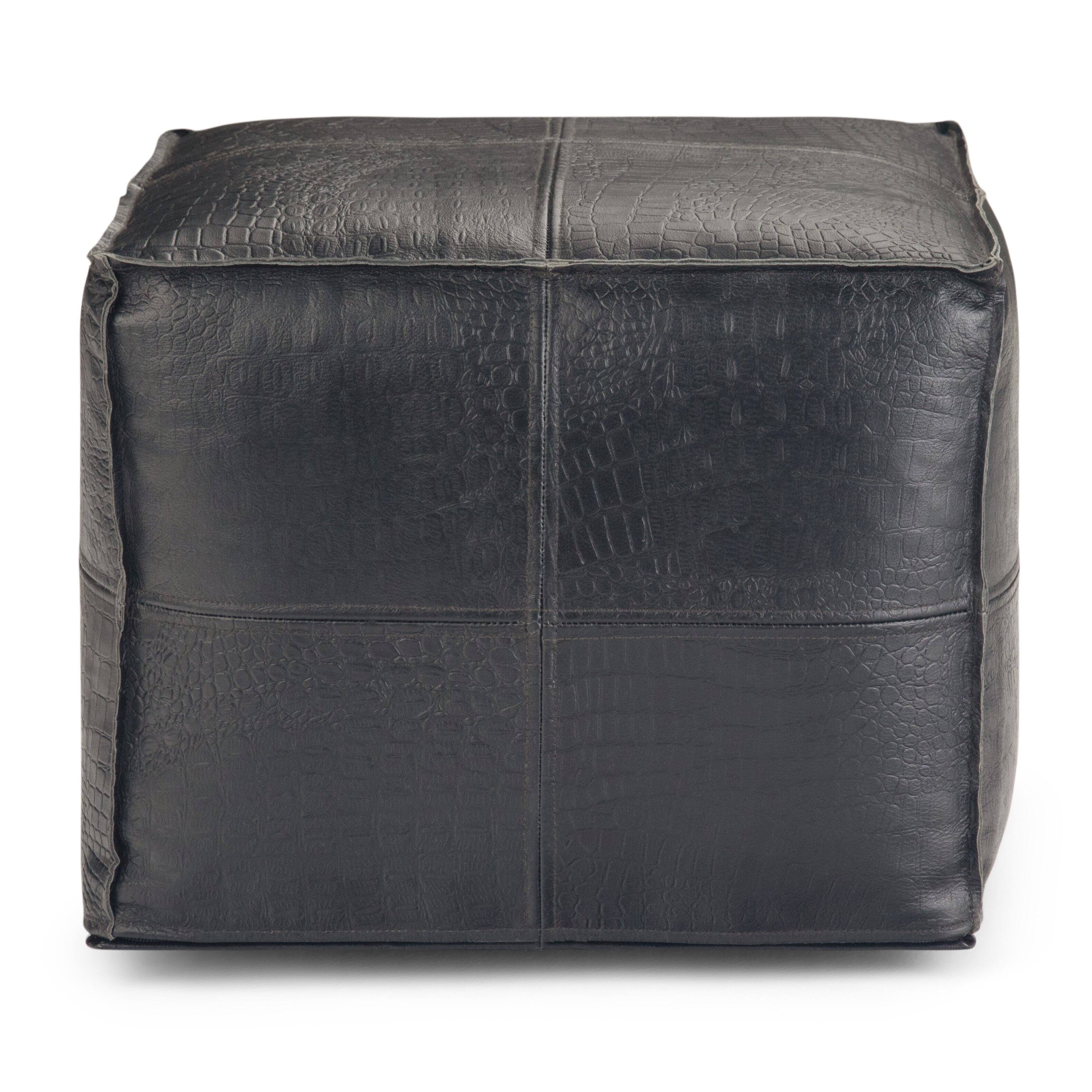 Left. Simpli Home - Bowen Square Pouf - Black.