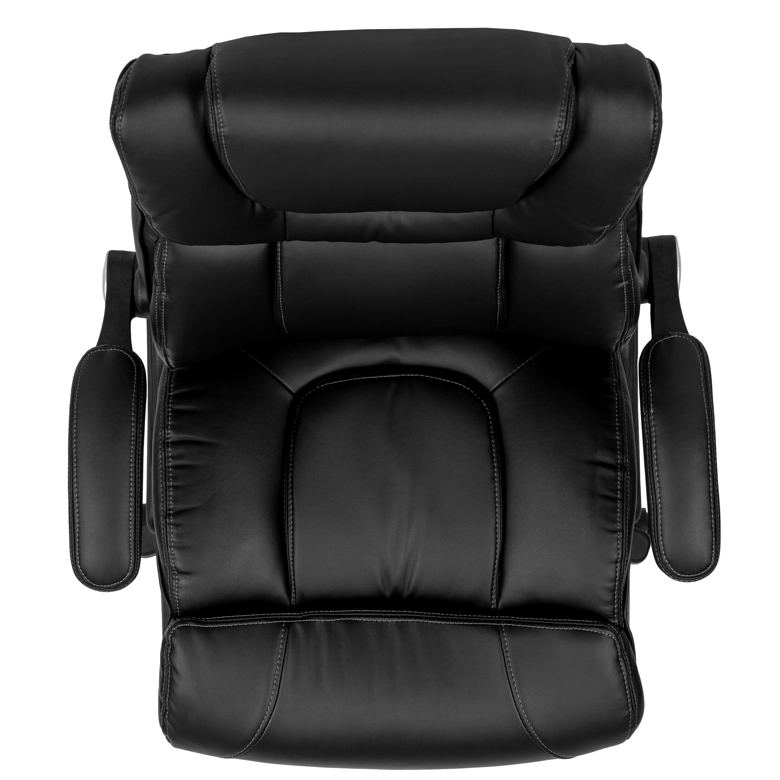 Alt View 8. Emma + Oliver - High Back Leather Executive Swivel Office Chair with Double Layered Headrest and Open Arms - Black.