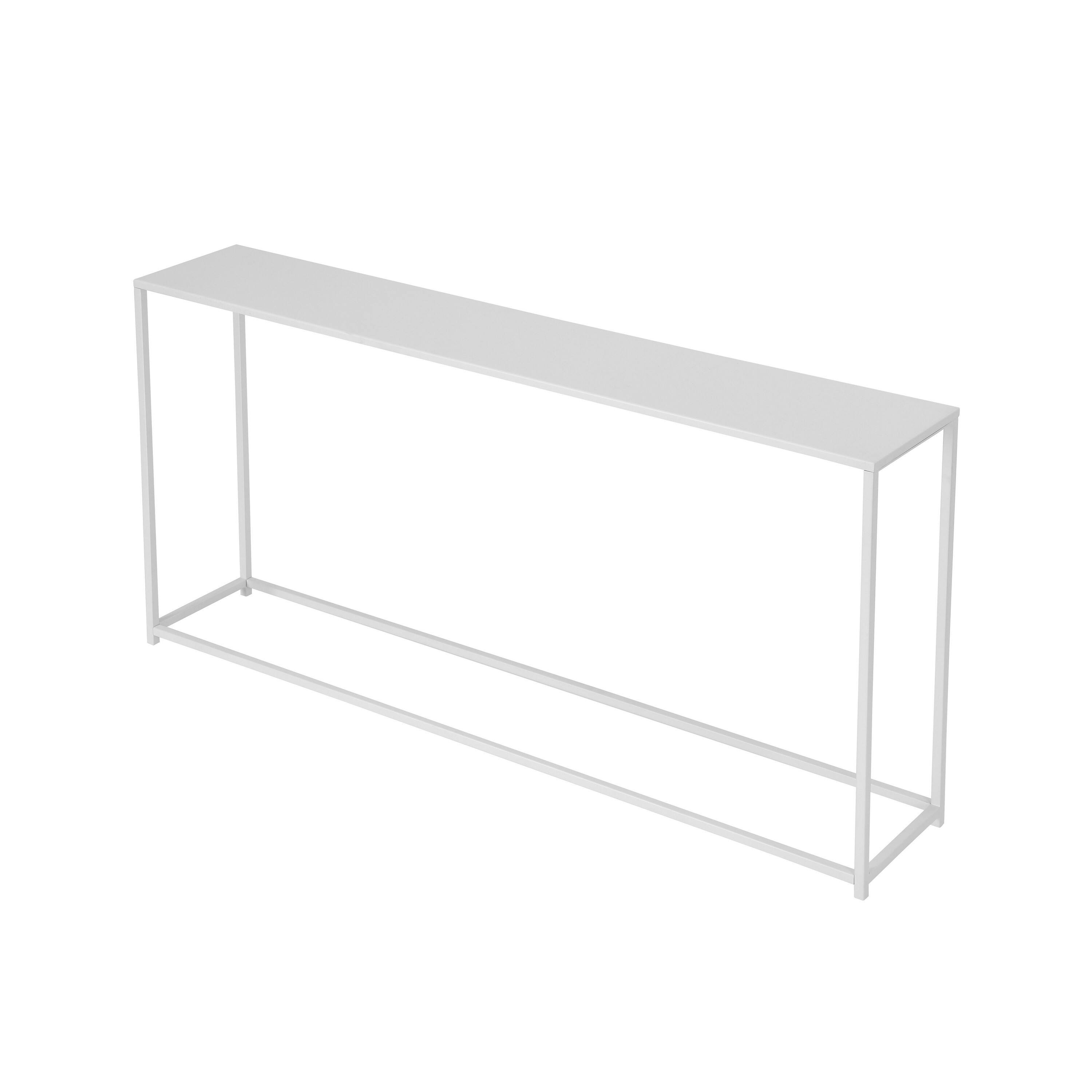 Left. Manhattan Lane - Eme 56 Inch Console Table, Rectangular Top, Metal Frame - White.