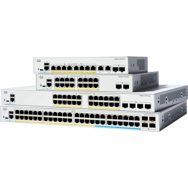 Front. Cisco Consumer Products - Cisco Catalyst C1300-48FP-4G Ethernet Switch - 48 Ports - Manageable - Gigabit Ethernet - 10/100/1000Base-T, 1000Base-X - Unknown.