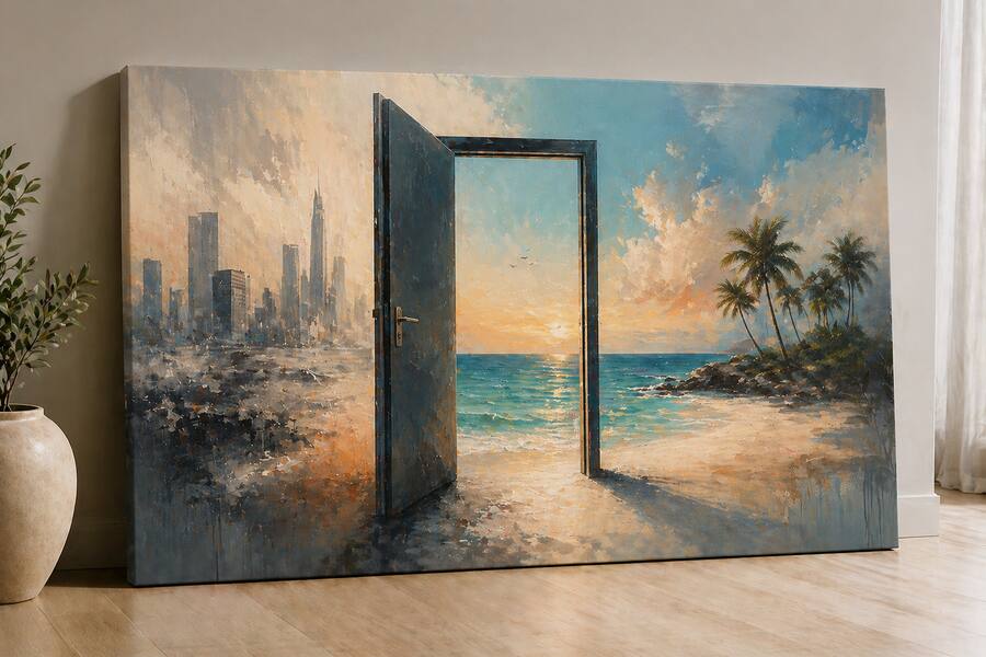 FC Design Large Canvas 24x36" Ready to Hang 24x36" Surreal Doorway ...
