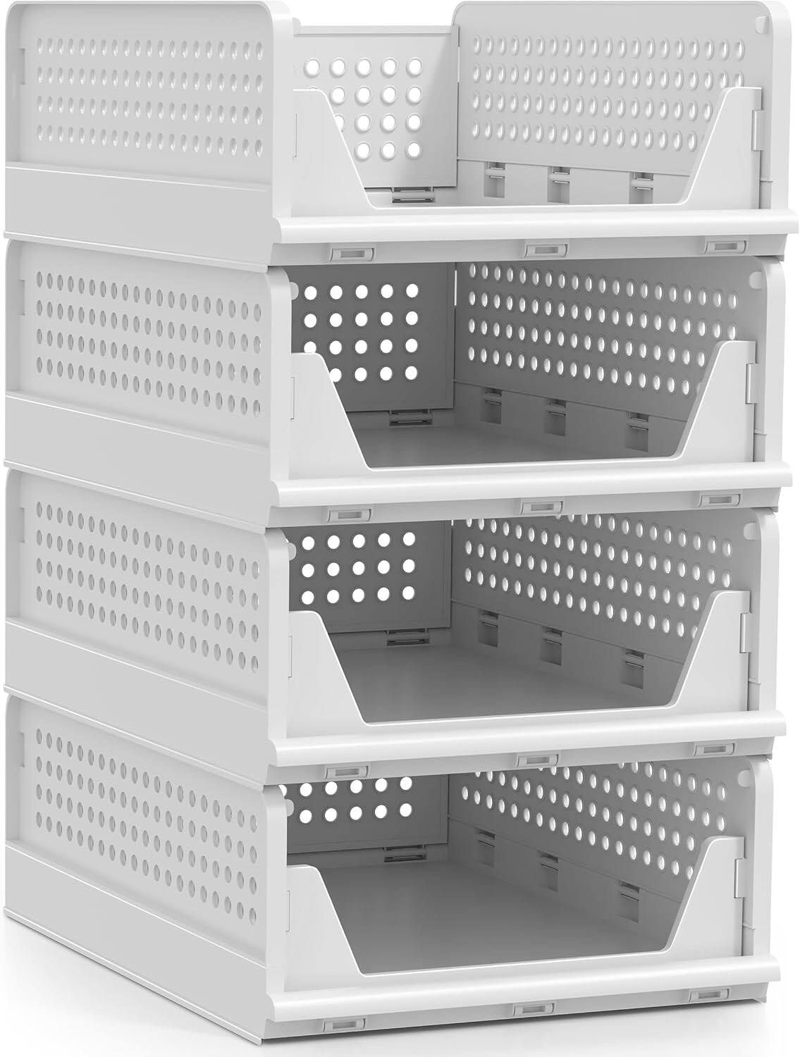 Alt View 4. Sorbus - Sorbus Shelf Organizer - Closet Shelf Organizer for Clothes, Closet, Bathroom, Kitchen, Garage - Plastic Stackable Shelf - White Small.