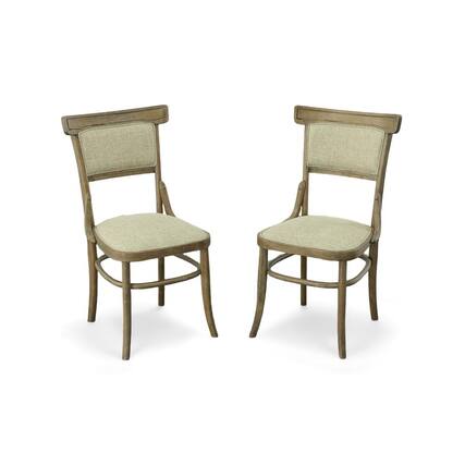 Front. Carolina Chair & Table - Diana Dining Chair - Set of 2 - Vintage Walnut - Peppered Upholstery - Brown.