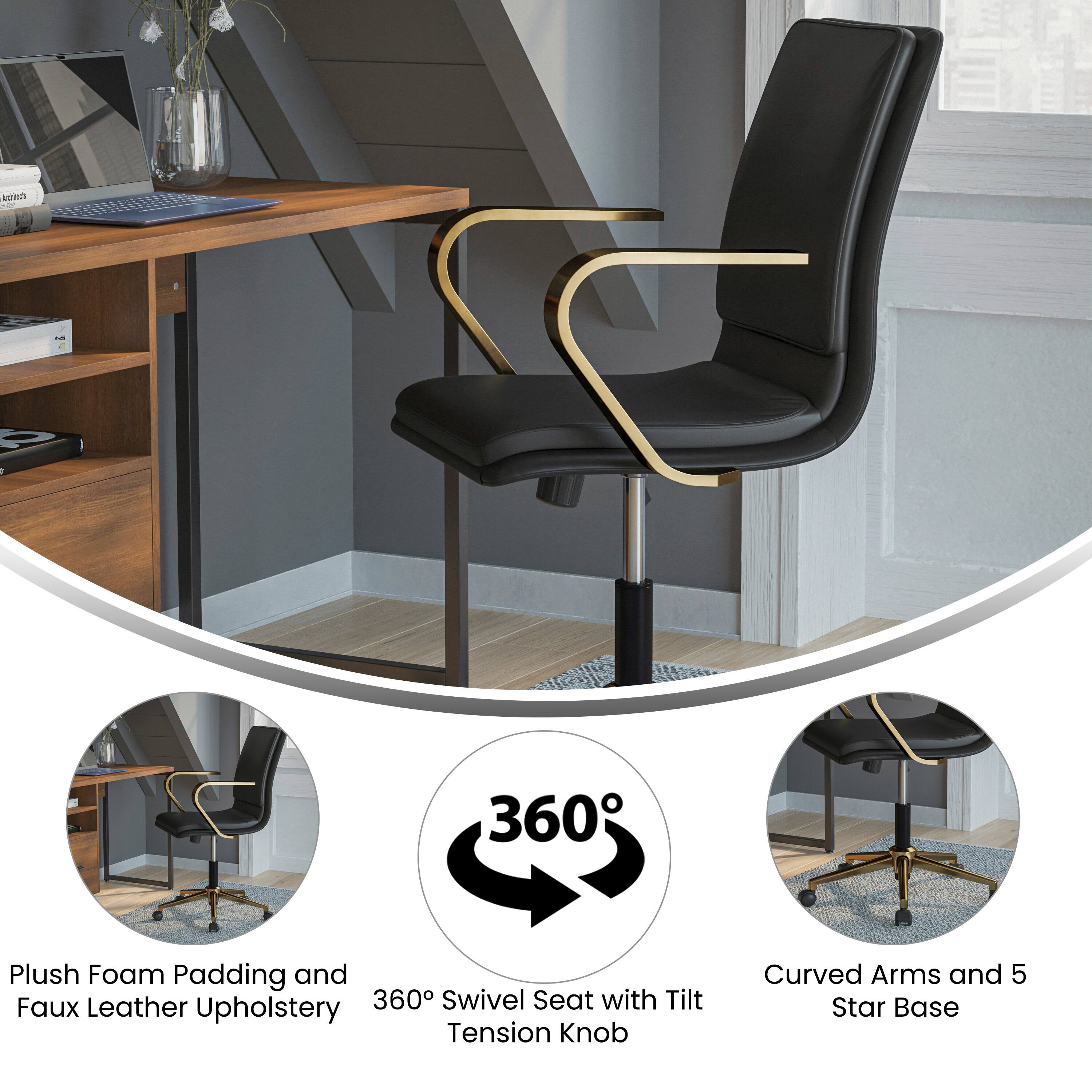 Jcin V 360 Plush Foam Padding and Faux Leather Upholstery 360 Swivel Seat with Tilt Tension Knob Curved Arms and 5 Star Base