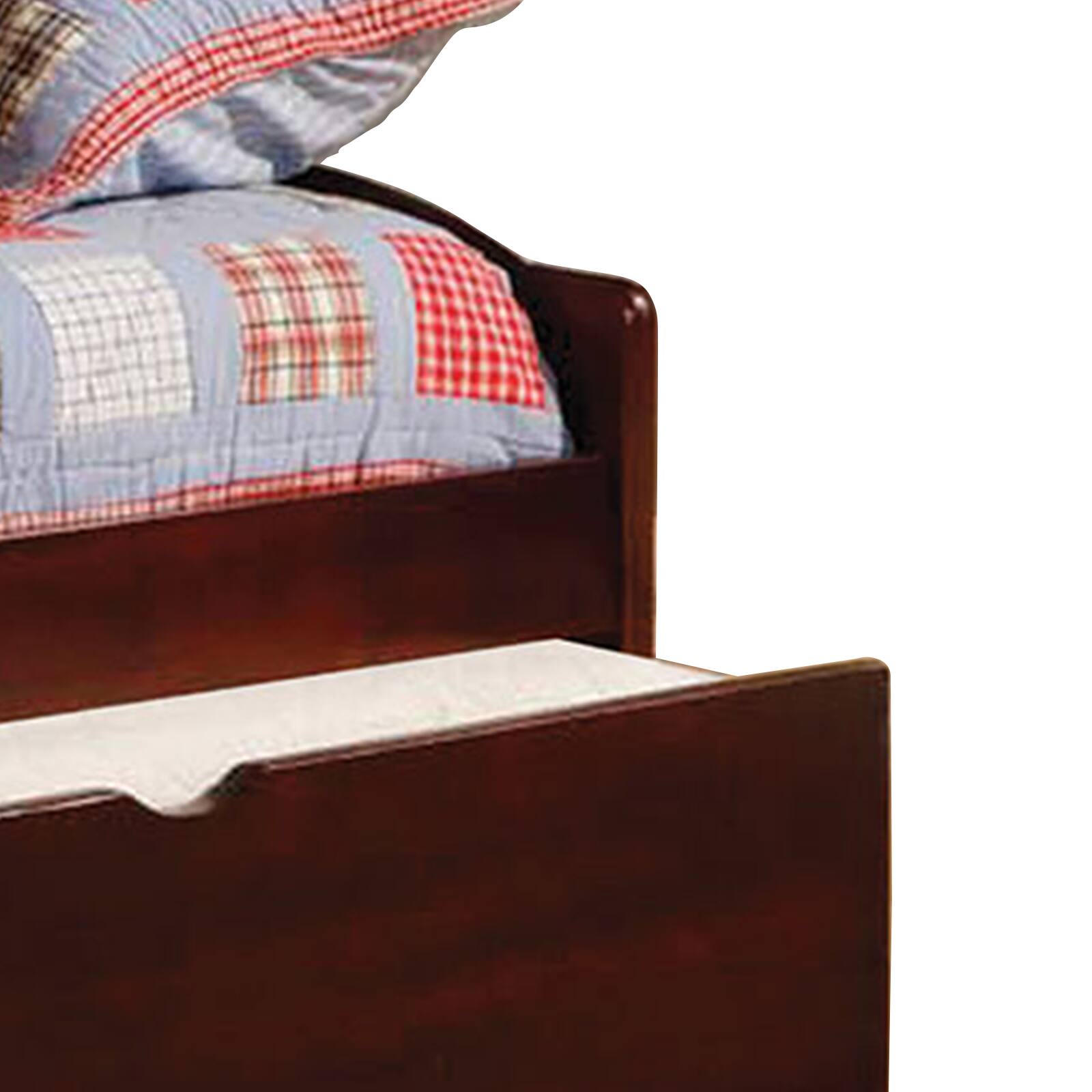 Alt View 2. Manhattan Lane - Transitional Wooden Trundle Bed with Bottom Pull Out Bedding, Brown - Brown.