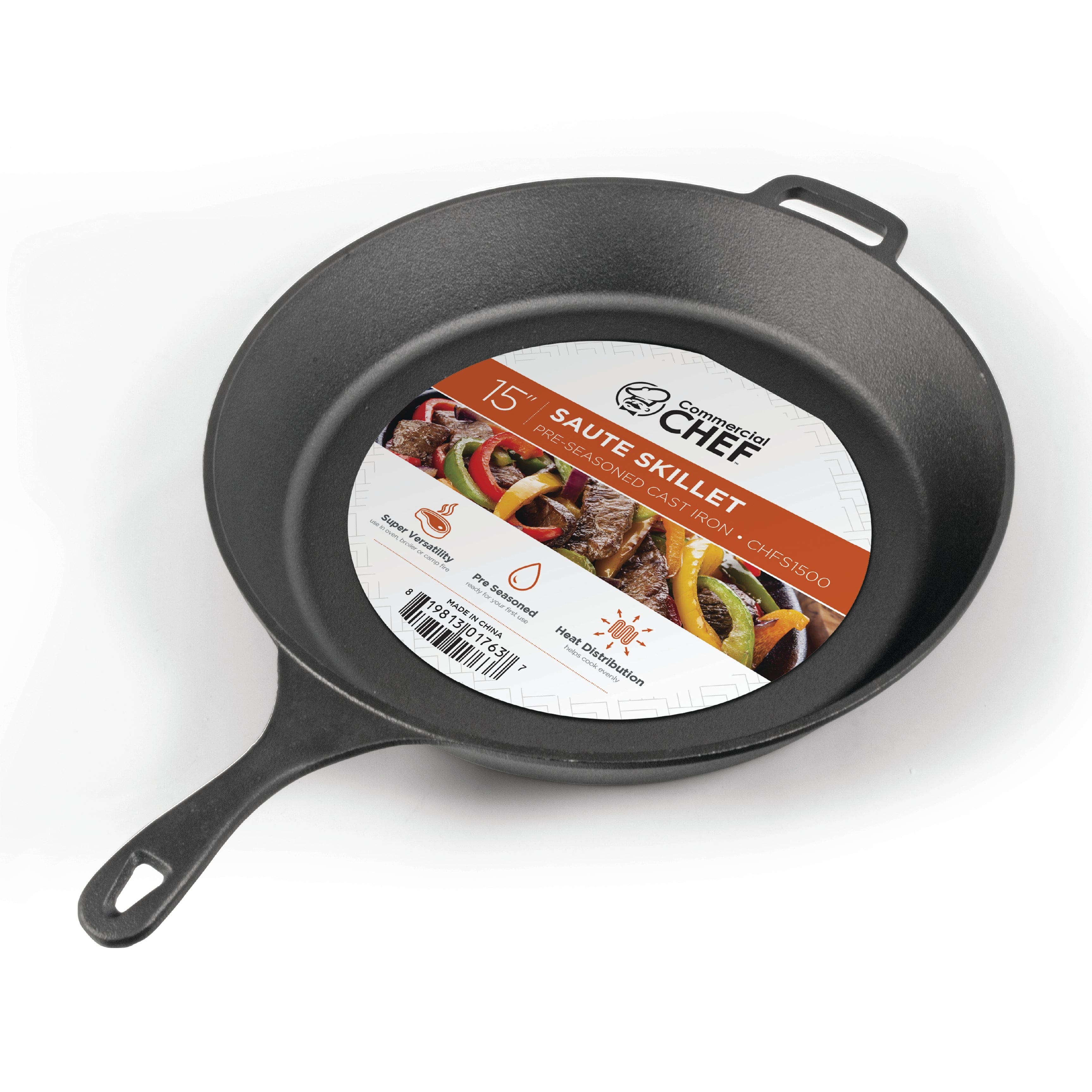 Commercial Chef - 15 Inch Skillet - Black
