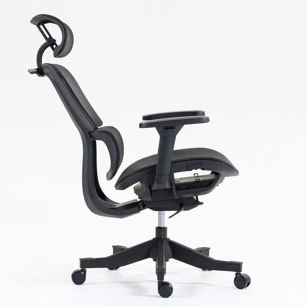 Angle. Kadyn - High Back Ergonomic Office Chair, 4D Armrests & 120° Recline, Breathable Mesh, 360° Swivel, Black - Black.
