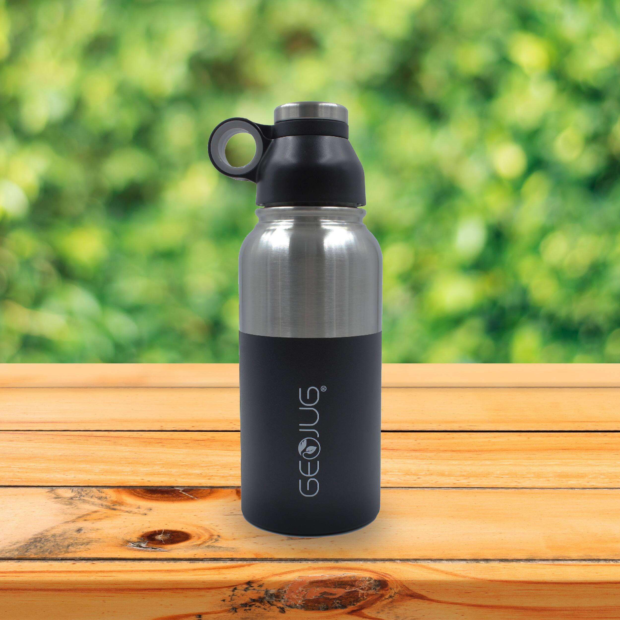 Back. Brentwood - Brentwood GeoJug 32oz Stainless Steel Vacuum Insulated Water Bottle, Black - Black.
