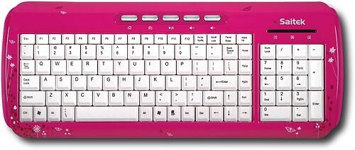 Front Standard. Saitek - Expression Pink Butterfly Keyboard - Pink.
