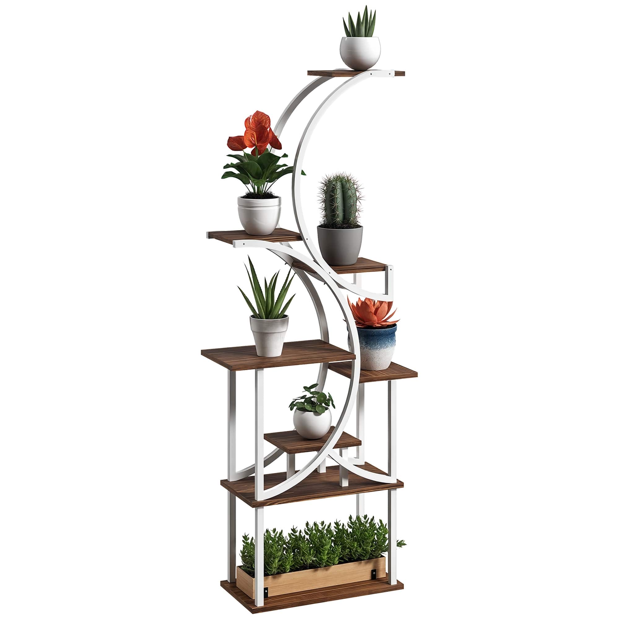 Outsunny - 8 Tier Plant Stand Indoor, 62" Tall Plant Shelf, S-Shaped Plant Rack for Multiple Plants, Corner Plant Flower Holder - Carbonized