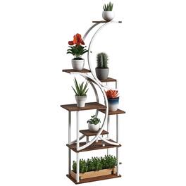 Outsunny - 8 Tier Plant Stand Indoor, 62" Tall Plant Shelf, S-Shaped Plant Rack for Multiple Plants, Corner Plant Flower Holder - Carbonized