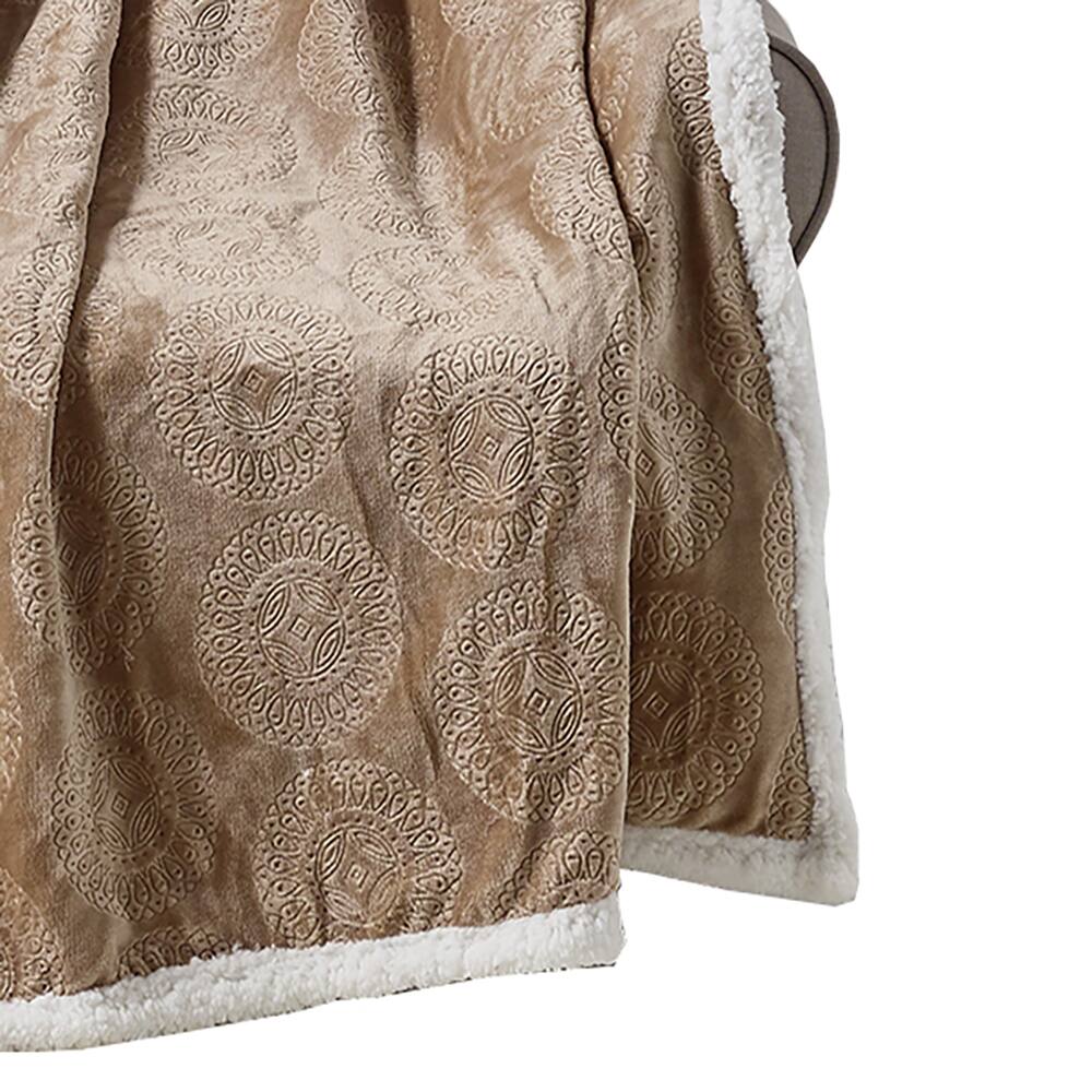 Alt View 2. Noble House - Plazatex Caesar Sherpa Decorative Super Soft Throw Blanket for Sleep/Decor 50" x 60" Taupe - Taupe.
