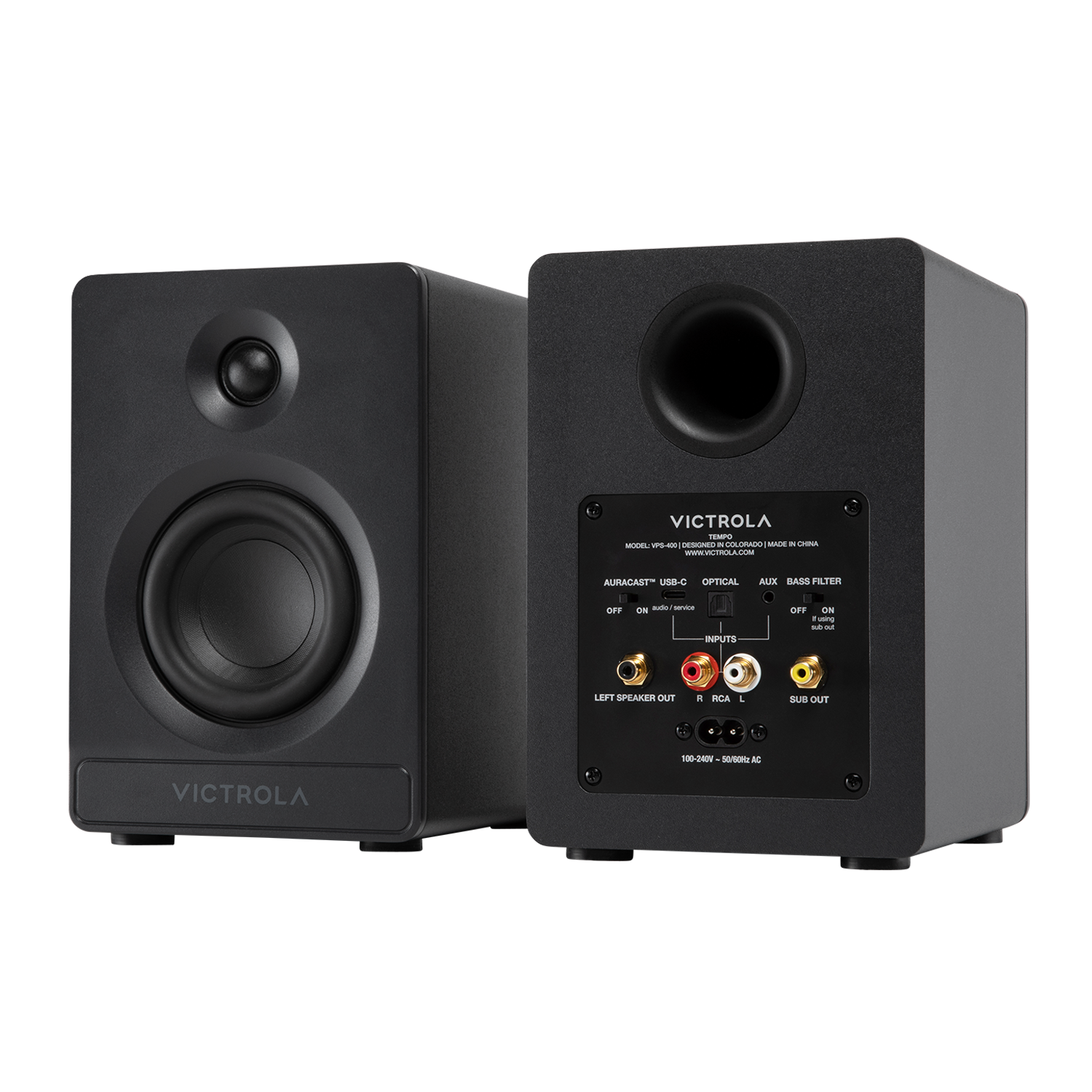 VICTROLA TEMPO MAEL - -L - d ELOAN MALE - UN WWWVETTLA.COM AURACAST- B-C CPTICAL AUX BASS FILTER OF - - me I INPUTE OFF ON - uming - - LEFE SPEAKER OUT E RICA L SUB OUT 100-040V 10n A VICTROLA