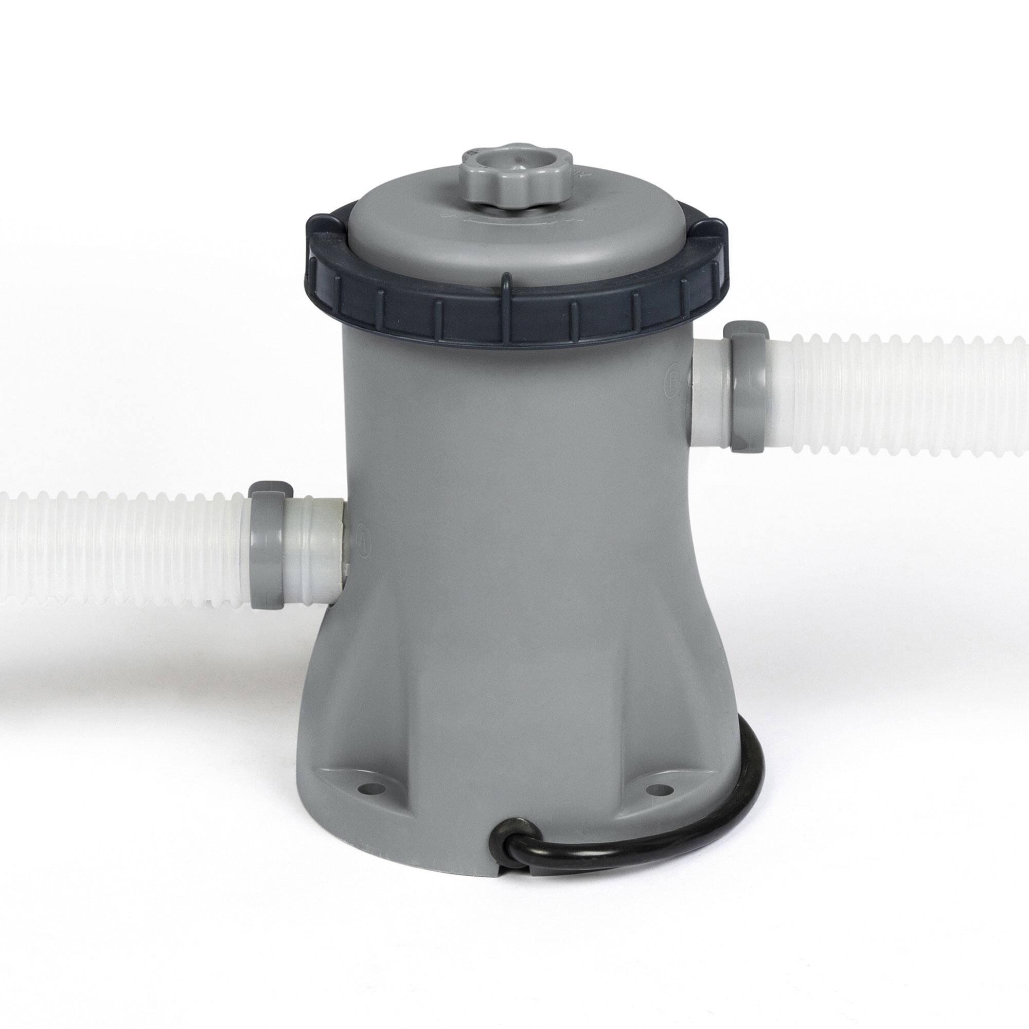 Alt View 4. Bestway - Bestway 8' x 24" Round Inflatable Outdoor Swimming Pool with Filter Pump, Gray - Gray.