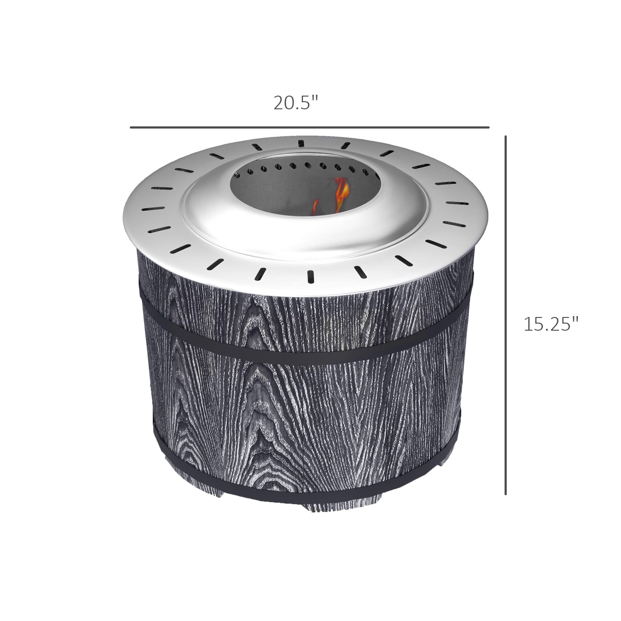 The dimensions of the object in the image are 20.5" in diameter and 15.25" in height.