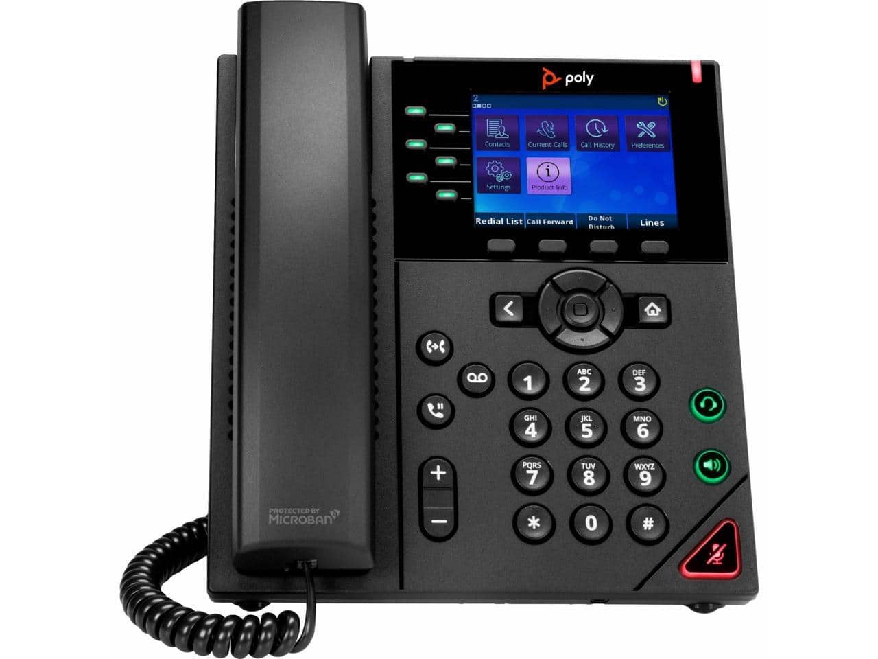 Poly - OBi VVX 350 IP Corded Phone, VoIP, 2 x Network (RJ-45), PoE Ports - Black