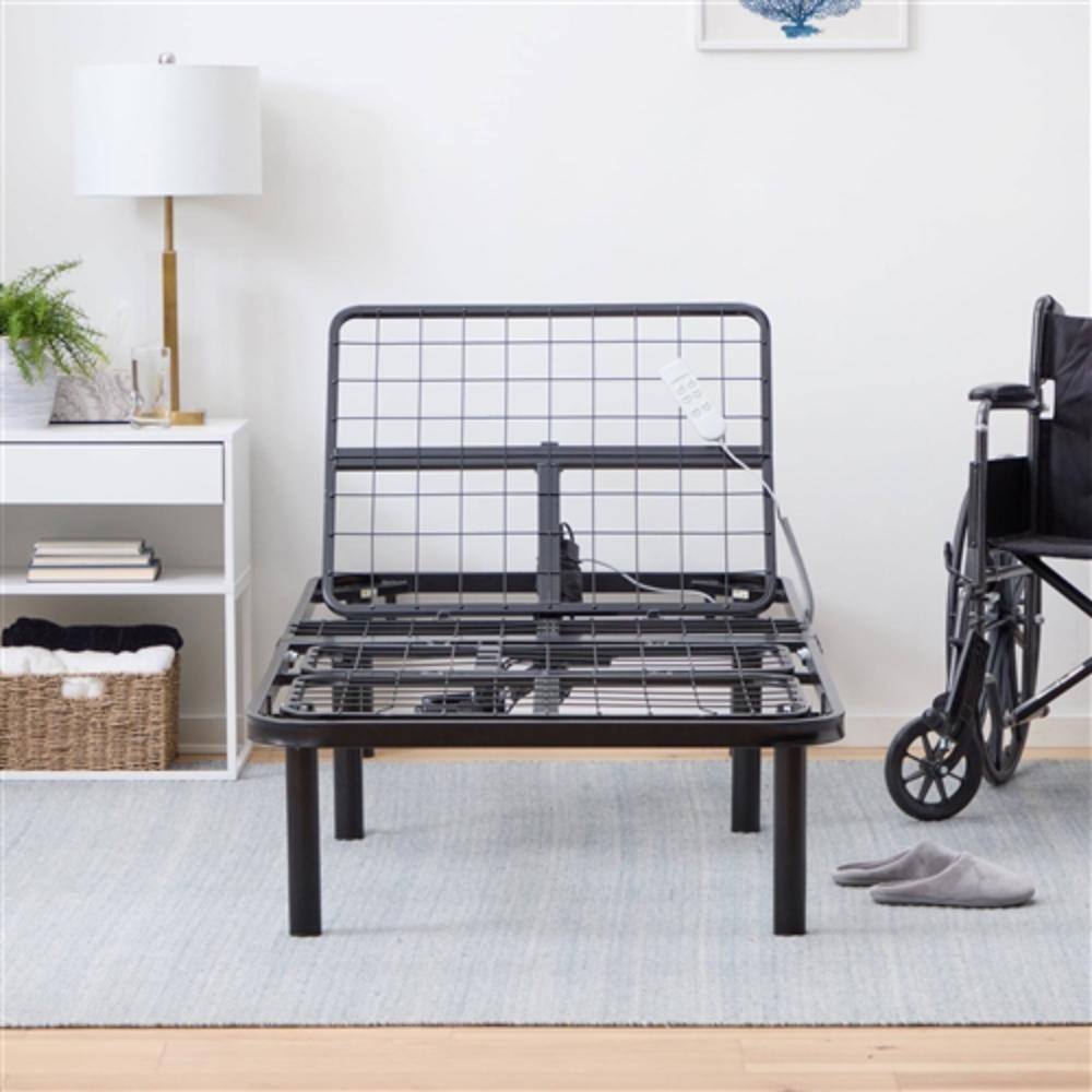 Left. Hivvago - Twin XL Remote Remote Controlled Steel Adjustable Bed - Black.