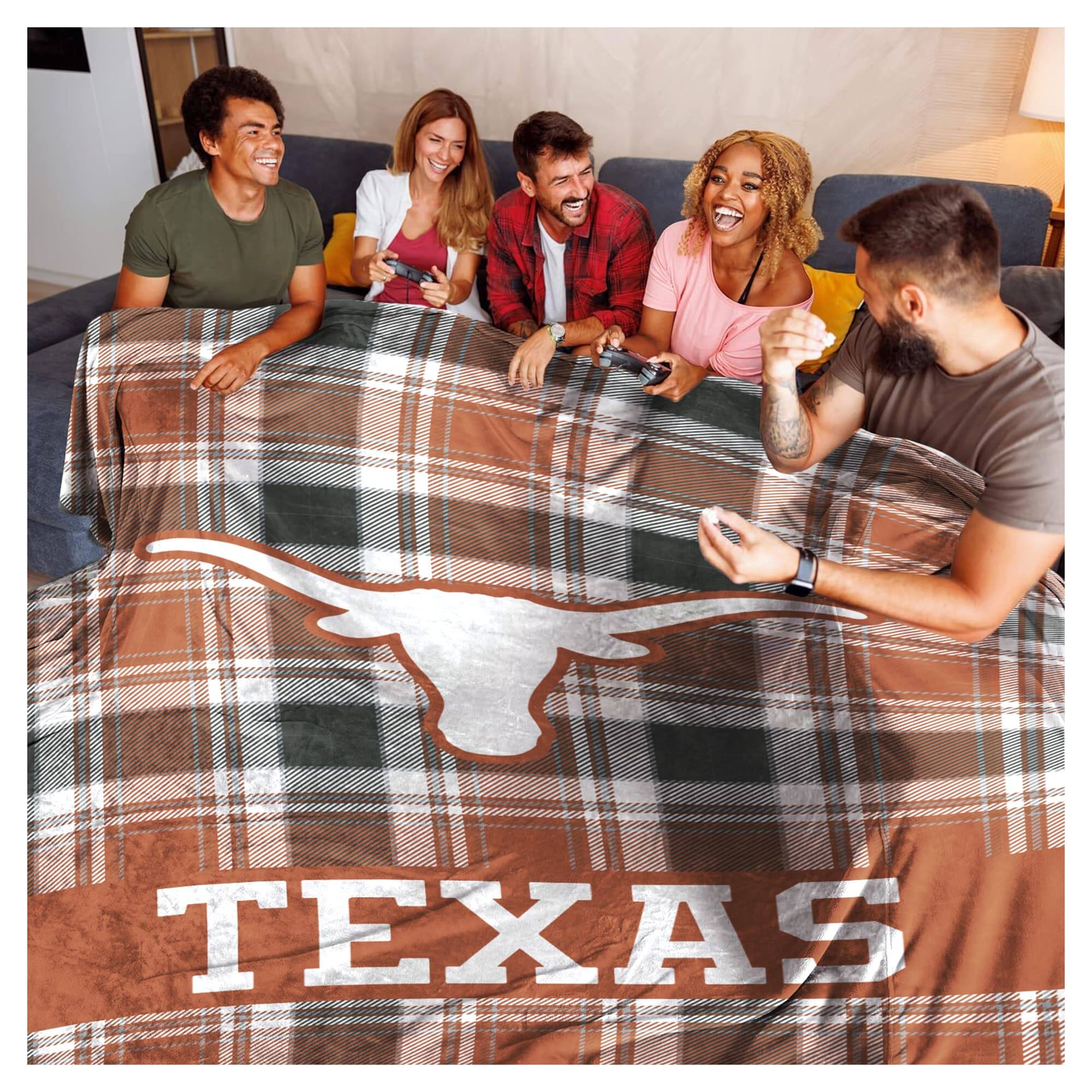 Alt View 1. Pegasus - Texas Longhorns 66" x 95" Oversized Plaid FAN-mily Ultra Cozy Blanket - Multicolor.