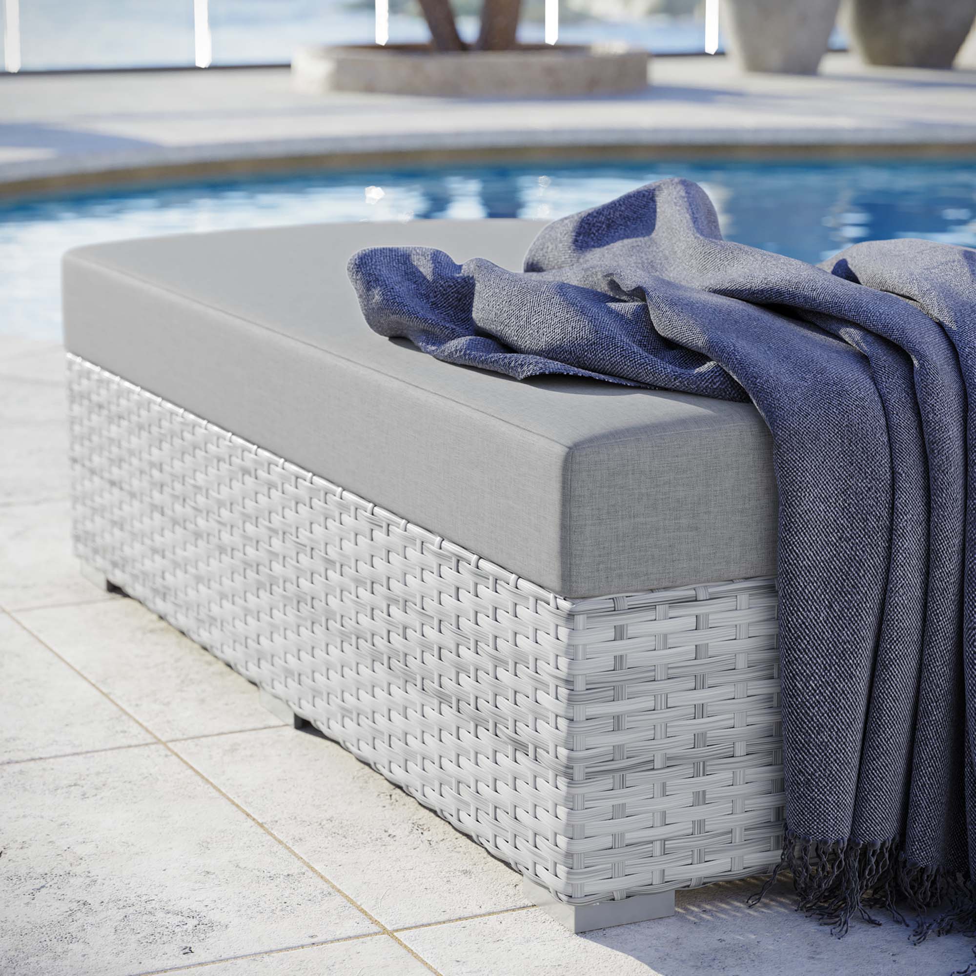 Back. Modway - Convene Outdoor Patio Rectangular Ottoman by Modway - Light Gray Gray.