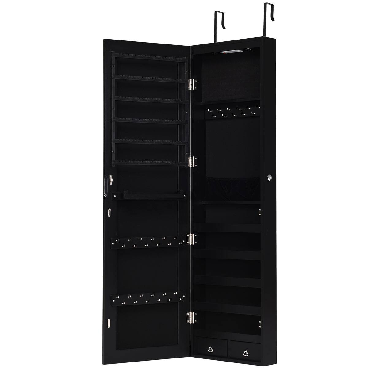 Alt View 10. Costway - Mirrored Jewelry Cabinet Jewelry Organizer w/2 LED Lights Black - Black.