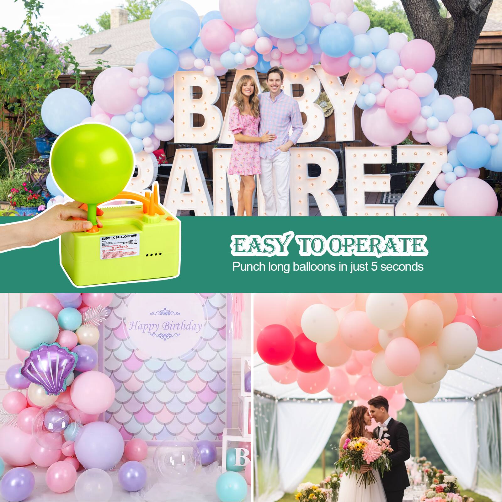 BYO B AMREZ AM SALIOCM N nET . a - - 0 C EASY  J ra + TO OPERATE St .... Punch long balloons in just 5 seconds  Happy Birthday mague B

EASY TO OPERATE
Punch long balloons in just 5 seconds