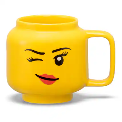 Front. Room Copenhagen - LEGO: Classic Yellow Minifigures Winking Girl Ceramic Mug, 8.6oz - Yellow.