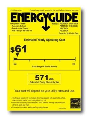 Energy Guide. GE - Profile 24.6 Cu. Ft. Counter-Depth Side-by-Side Refrigerator - Stainless-Steel.