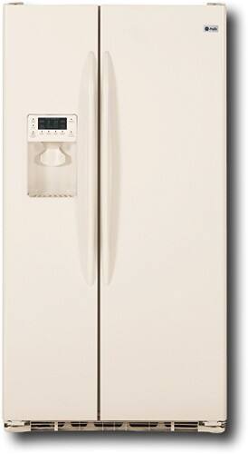 Front Standard. GE - 24.6 Cu. Ft. Counter-Depth Side-by-Side Refrigerator - Bisque.
