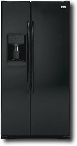 Front Standard. GE - 24.6 Cu. Ft. Counter-Depth Side-by-Side Refrigerator - Black.