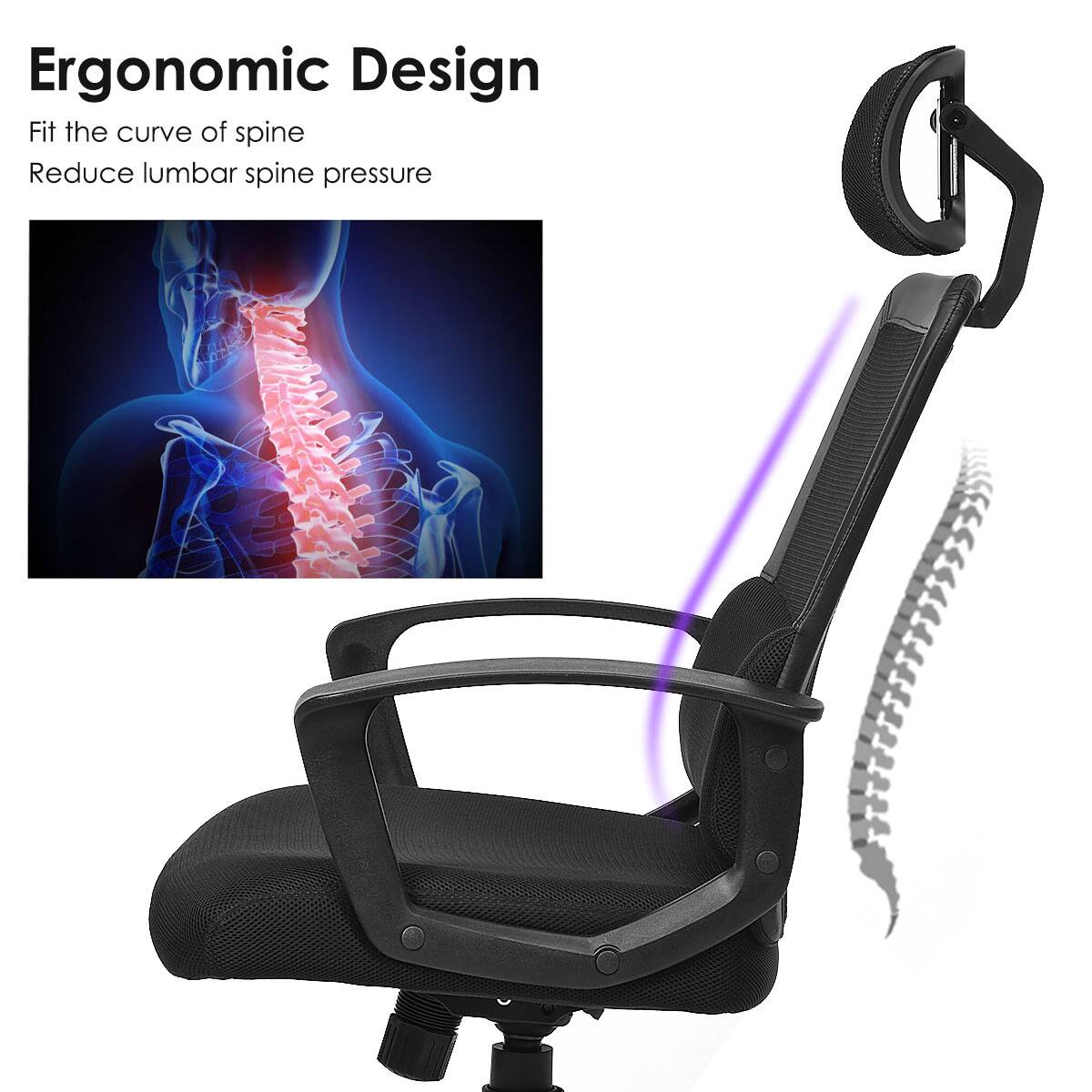 Ergonomic Design: Fit the curve of spine, Reduce lumbar spine pressure.