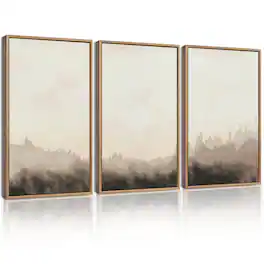 Hirose Alice - KUVIOKE Modern Abstract Framed Wall Art Black Neutral Minimalist Ink and Wash Graffiti Pastel Wall Decor for - Abstract 12 x 16in x 3 Panels Natural Modern