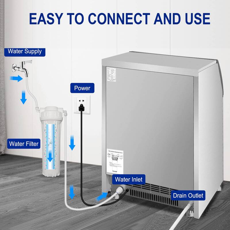 EASY TO CONNECT AND USE

- Water Supply
- Power
- Water Filter
- Water Inlet
- Drain Outlet