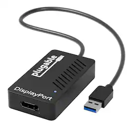 Plugable - USB 3.0 to DisplayPort 4K DisplayLink Video Graphics Adapter for Multiple Monitors up to 3840x2160 - Black